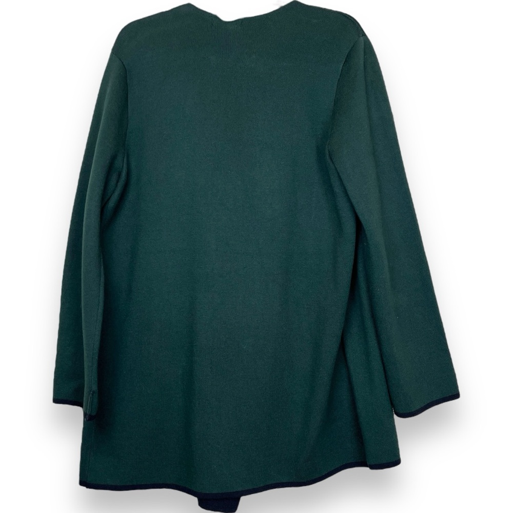 Alfani Hunter Green Black Ribbed Knit Cardigan Sweater Blazer Pockets Medium - Picture 3 of 5